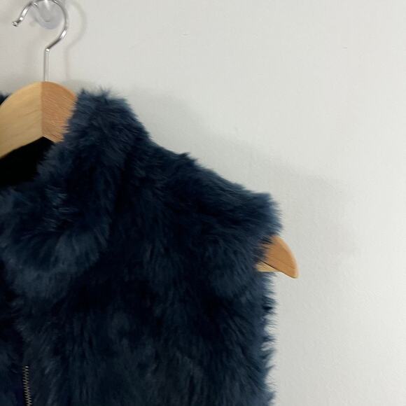 J. Crew Faux Fur Navy Blue Vest Women Size Medium - Picture 7 of 12